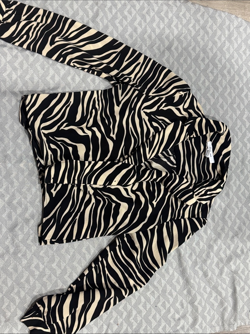 Zebra Print Button-Front Top in Black & Cream